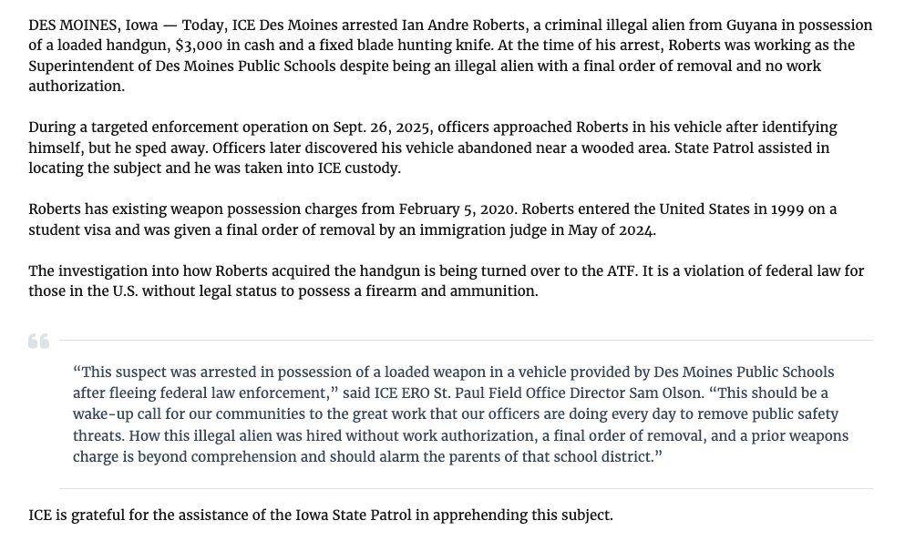 I stand with our law enforcement officers who uphold public safety. Unfortunate situations like today underscore exactly why we must fix our broken immigration system.

An individual with a prior weapons charge and an active deportation order should never have been placed in this