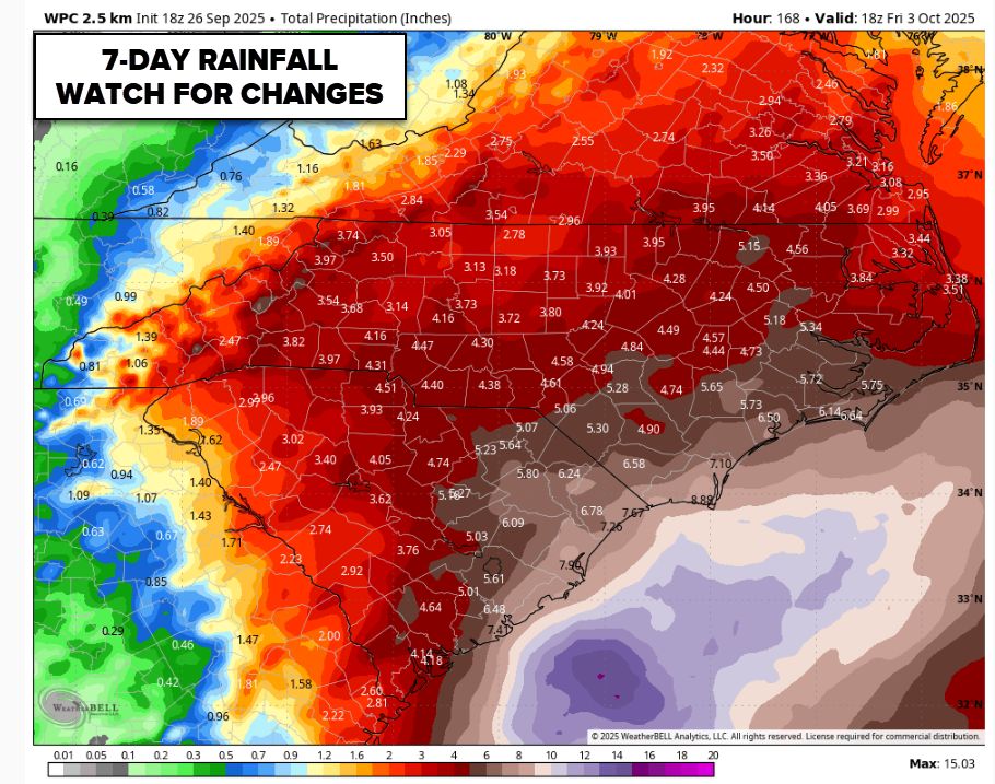 wxbrad's tweet image. We now have #PTC9 or otherwise future #Imedla. This is going to be a slow mover, and rainfall will be its calling card. Right now the highest flood eask will be east of I-77, but lots of uncertainty on the track, so please stay tuned for updates all weekend long. #cltwx #ncwx…