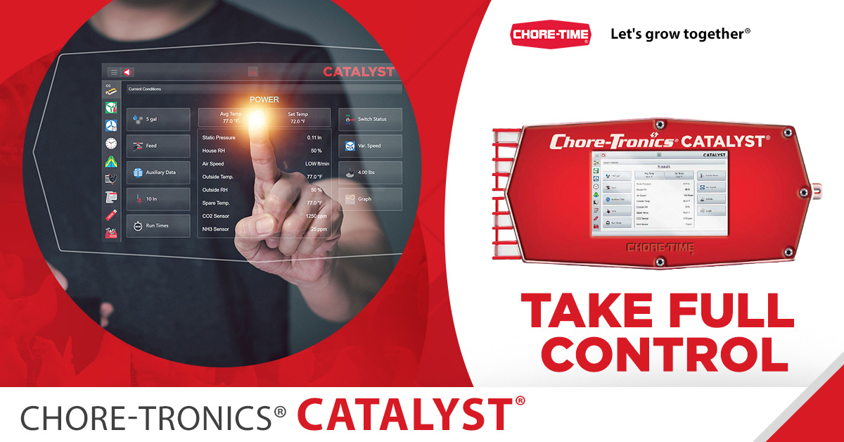 ⚡ Total Control. Smarter Production. 🐔

With CATALYST®️ Whole House Controls, managing your poultry house has never been easier.

📱 Control climate, feeding, and drinking systems right from your phone or computer.

Click here to learn more: choretime.com/catalystcontro…
