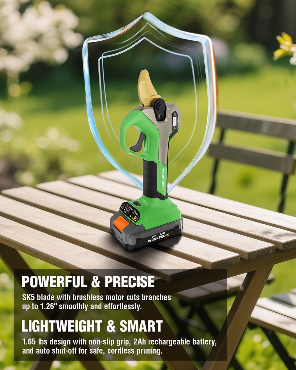 workpro_tools's tweet image. The new #WORKPROX Electric Pruning Shears, featuring a 1.26" cutting diameter and a powerful brushless motor, make tough landscaping tasks effortless.
🚨Only $69.99 for a limited time! 👉 rebrand.ly/20VPrunerX
#workprotools
#electricpruner
#powertools
#pruningshear
#garden