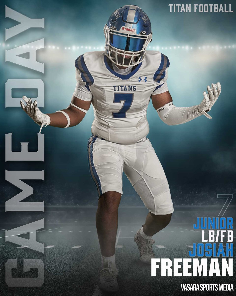 Vasaraphoto's tweet image. 5th Game of the Season!

🖤🤍💙

🗓️ September 26, 2025, at 7:30 PM

VS Taylor

📍Taylor High School Stadium

Meet Our Titan:

#7 - Junior - Josiah Freeman - LB/FB/Slot

#thisistech

#manornewtechfootball

#techfootball

#vasarasportsmedia