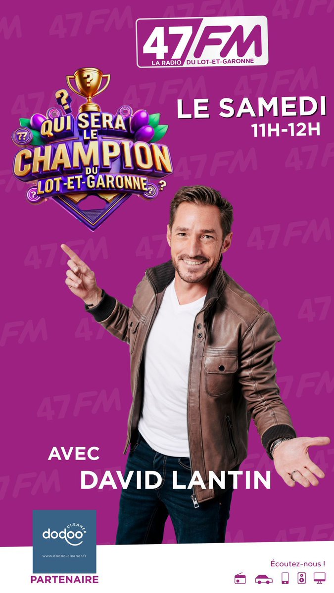 🟣 Si vous vous demandez ce qu’est devenu David Lantin, l’ex-animateur de #AbsolumentStars et des #LesMarseillais revient à ses premières amours : la radio… et le 47 ! 

Il rejoint <a href="/47FM/">47 FM</a> et animera un jeu de culture générale au cours duquel il partira à la recherche du meilleur