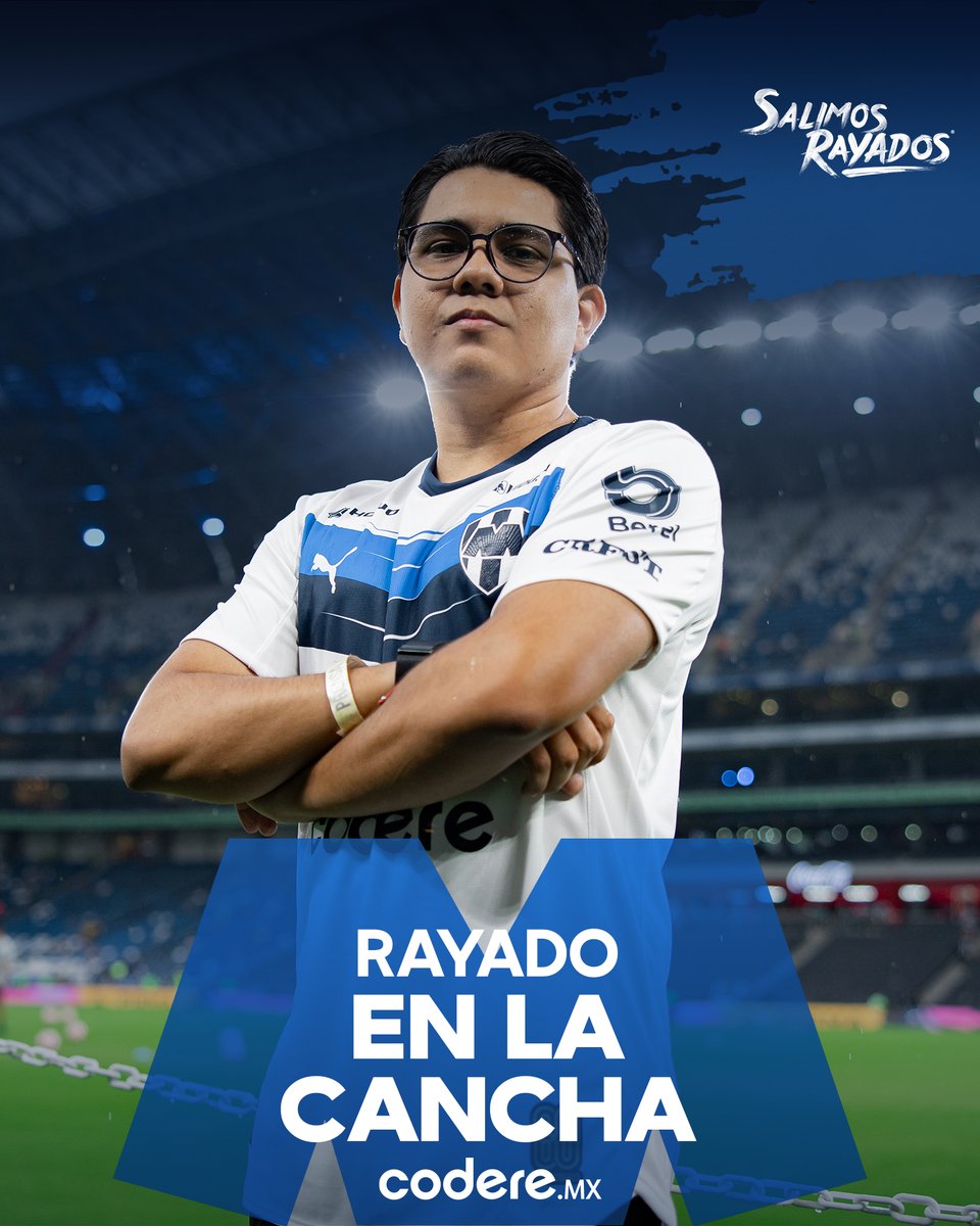Rayados (@rayados) on Twitter photo Sé parte de nuestro Equipo Digital y vive la experiencia del #RayadoEnLaCancha @CodereMx en el Monterrey 🆚 Santos.🤠
Para participar:
*Da RT a este tuit
*Utiliza el HT de la dinámica
*Comenta con tu fotografía portando el jersey 👕 y tu nombre completo Sé parte de nuestro Equipo Digital y vive la experiencia del #RayadoEnLaCancha @CodereMx en el Monterrey 🆚 Santos.🤠
Para participar:
*Da RT a este tuit
*Utiliza el HT de la dinámica
*Comenta con tu fotografía portando el jersey 👕 y tu nombre completo