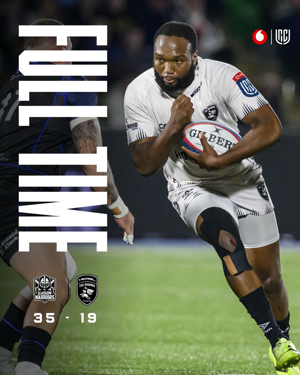 SharksRugby's tweet photo. @Vodacom FULL-TIME.
@Vodacom #URC #GLAvSHA https://t.co/XaqDTxCMsP