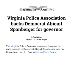 DixieT13's tweet photo. @winwithwinsome So, WHY does Virginia's LARGEST Police Association endorse #SpanbergerForVA and not #WinNone? https://t.co/XOYlyaV649