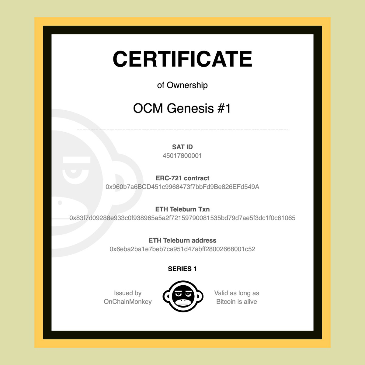 huuep's tweet image. 📜 A must read on the OCM Genesis art.

TLDR: 
1⃣ Next week is the last chance to create new OCM Certificates of Ownership.
2⃣ OCM on ETH and BTC are each 10k collections, connected through the Certificates.
3⃣ Owners of the ETH OCM &quot;burn&quot; it to receive the BTC OCM.
4⃣ The 10k…