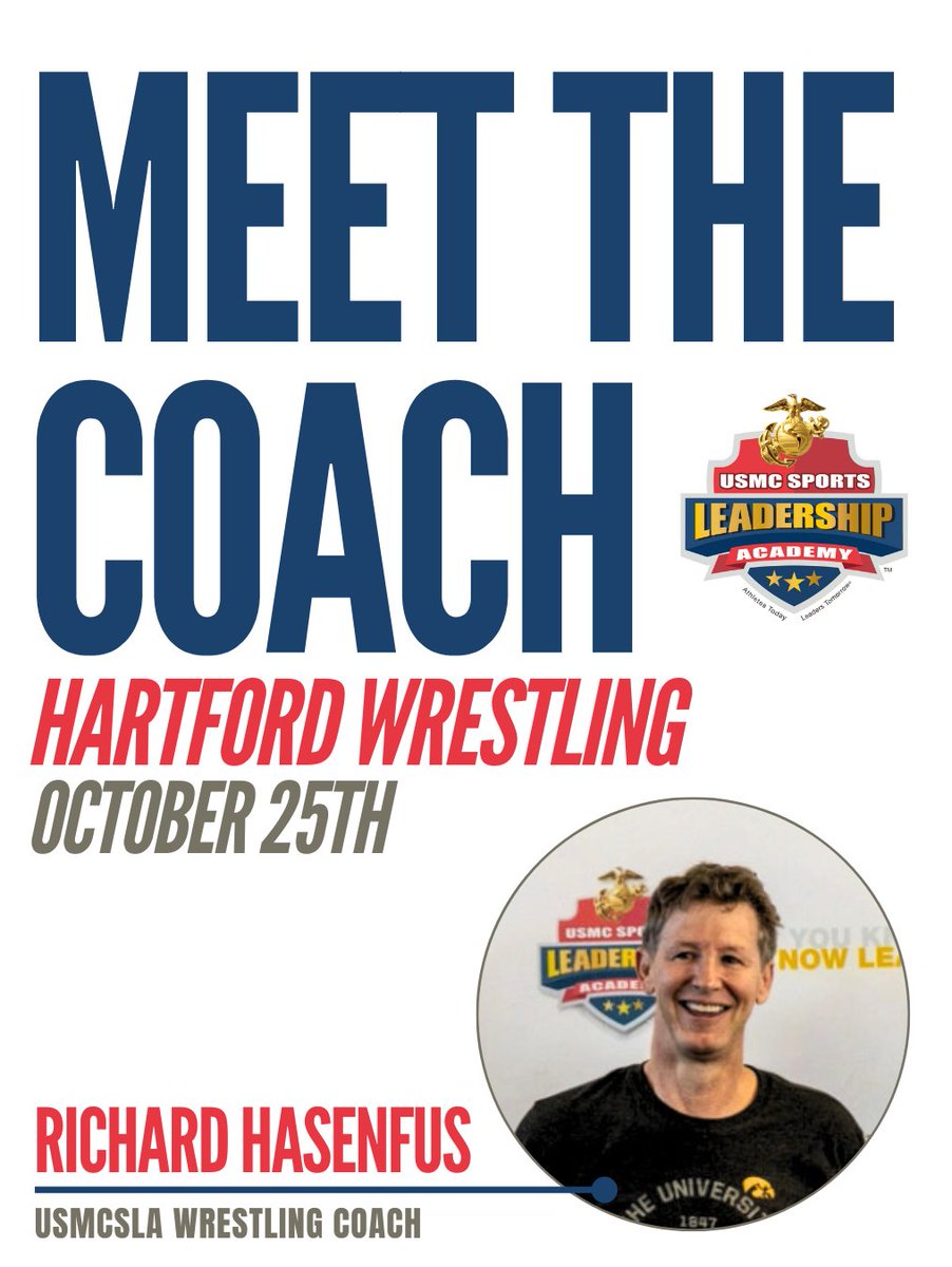 Our FREE wrestling camp is bringing in Coach Hasenfus, USMCSLA Wrestling Coach, to lead the charge! 

📅 October 25, 2025 | 📍 East Hartford HS | Open to Grades 9-12, ages 14-19 
📢 Sign up now and take your skills to the next level! 🔗 bit.ly/Hartford-2025