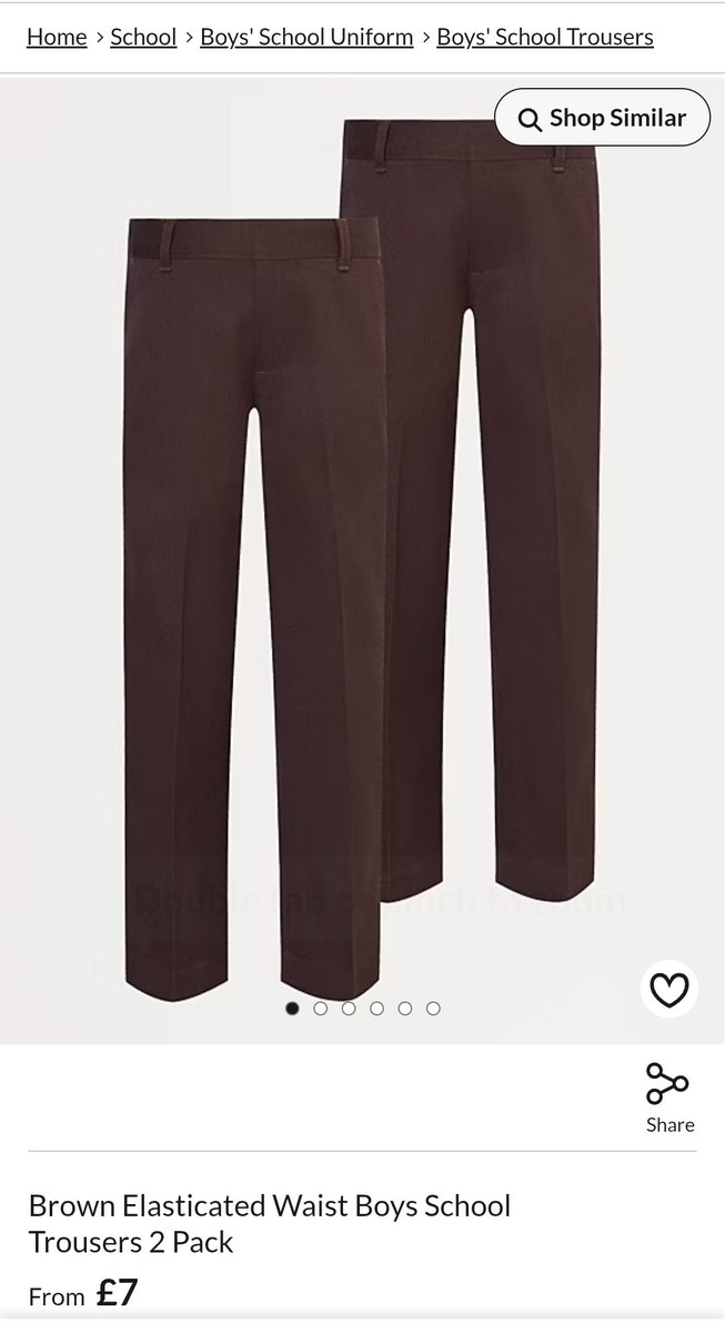 DenisCouncil's tweet photo. @St_Denis_PS families. The @Georgeatasda website has Brown school trousers back on their website. Finally! 🥳🤩 https://t.co/v6T9x33LBl