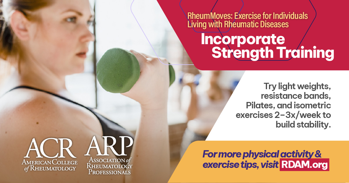 ACRSimpleTasks's tweet image. 💪 Stronger muscles = happier joints! Use light weights, bands, yoga, Pilates, or isometric moves 2–3x/week.
👉 See all tips: RDAM.org