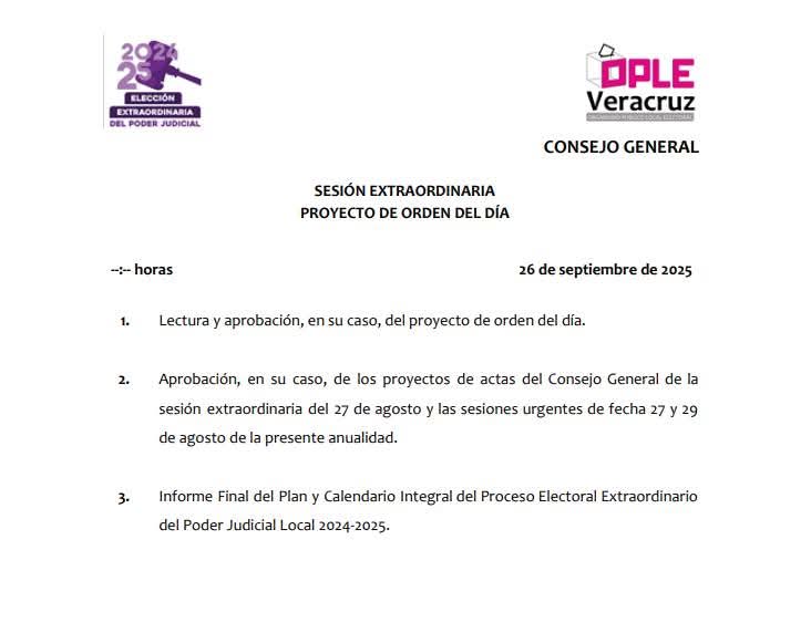 #ElecciónDelPoderJudicial⚖️ | 
Nos encontramos en la Sesión Extraordinaria del #CG del <a href="/ople_Ver/">OPLE Veracruz 🗳️</a> 🗳 para el PELE 2024-2025 para la elección de personas juzgadoras del <a href="/TSJVer/">Poder Judicial del Estado de Veracruz</a>👩‍⚖️👨‍⚖️

Sigue la transmisión en el siguiente enlace ⬇️
youtube.com/live/YPwPC8VfW…