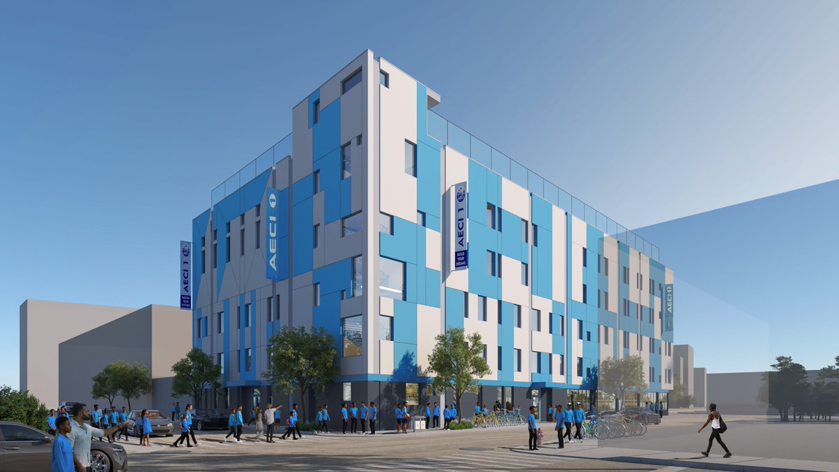 Excited to share an early look at AECI Charter School’s new 60,000 sf Bronx campus! The middle/high school will feature a cafeteria with commercial kitchen, two full basketball courts in a 3rd-floor gym, rooftop play area, and a vibrant shared lobby with feature stair.