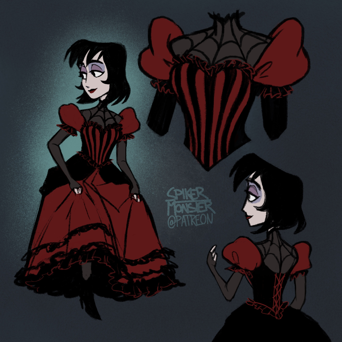 spikermonster's tweet image. talked a lot about this dress at my secret club a couple of weeks ago, about how it was accidentally heart themed and how i couldn't find a real life equivalent for this type of stomacher/corset top 💔