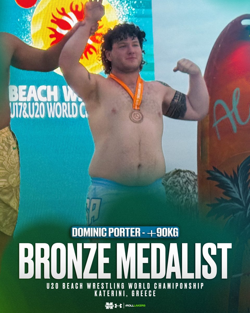 𝘽𝙍𝙊𝙉𝙕𝙀 𝙈𝙀𝘿𝘼𝙇𝙄𝙎𝙏🥉

Dom Porter is bringing home bronze from the U20 Beach Wrestling World Championships in Katerini, Greece!

#RollLakers☘️