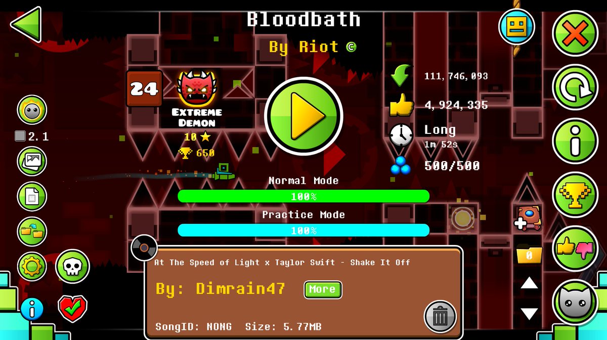un poco tarde pq se me olvido q tenia twitter, pero me pase bloodbath, new hardest 9.4k atts :DDDDD
