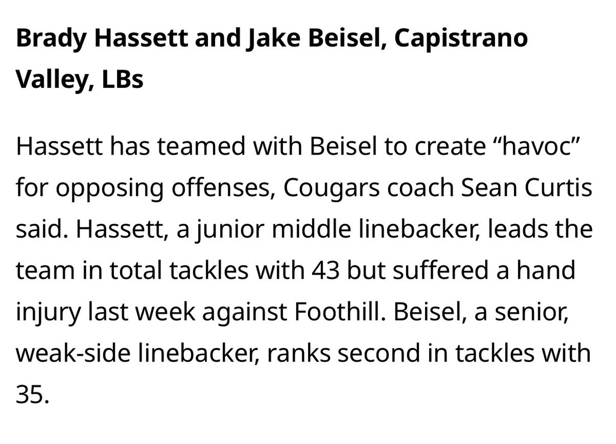 Blessed to be named a top under the radar player in Orange Country 🙏 Thanks for the shoutout. <a href="/ocvarsityguy/">Dan Albano</a> 
<a href="/capofootball/">Capo Valley Football</a>
