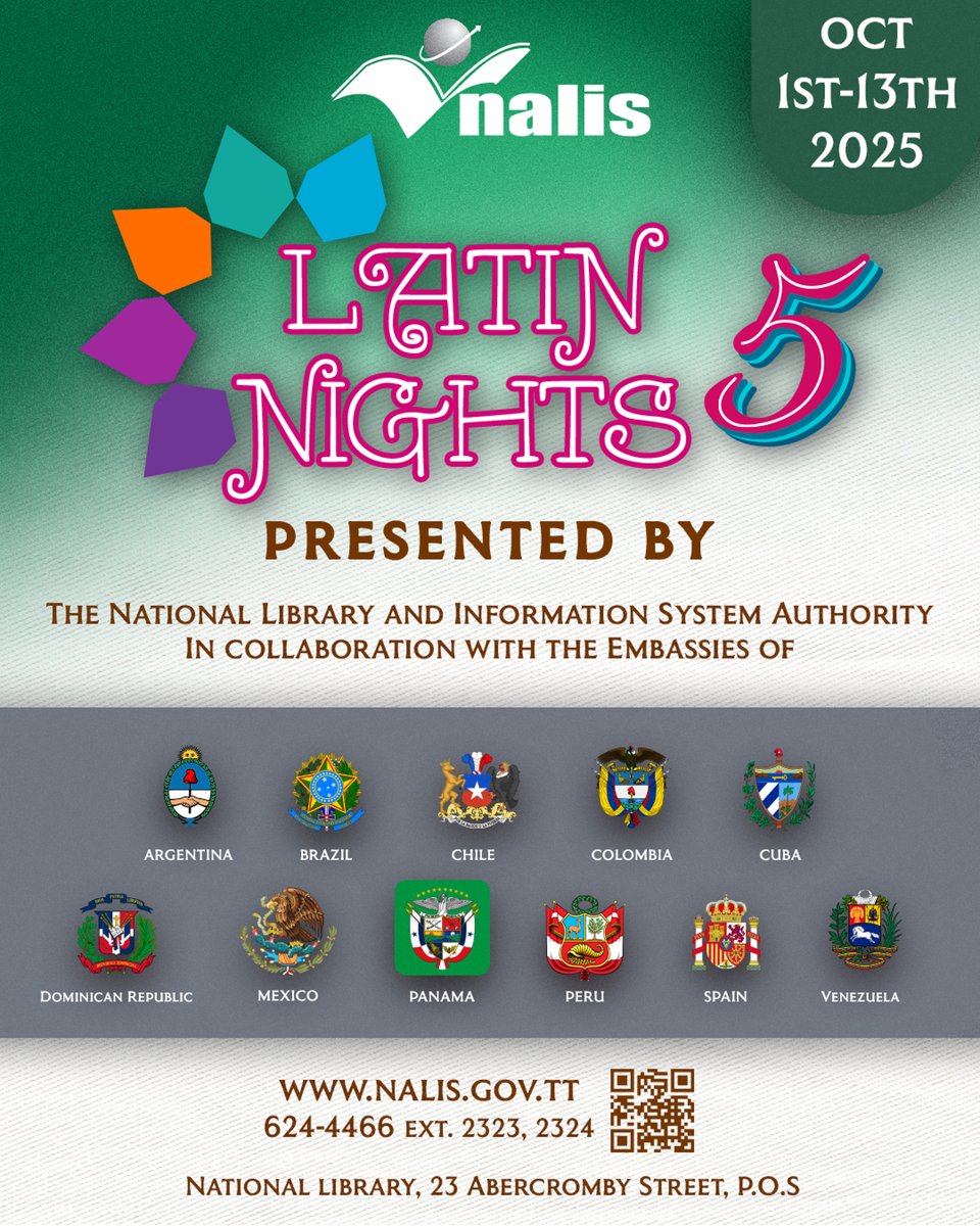 Latin Nights 5!
NALIS, in collaboration with the Embassies of Argentina, Brazil, Chile, Colombia, Cuba, Dominican Republic, Mexico, Panama, Peru, Spain and Venezuela presents Latin Nights 5. Stay tuned for more details.