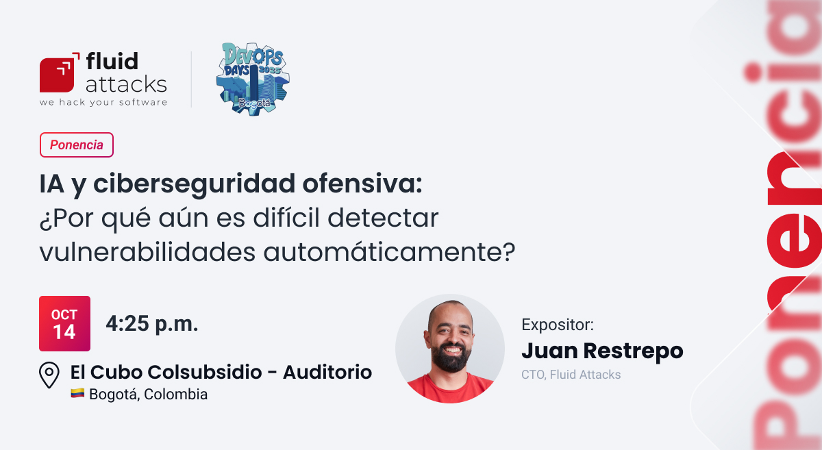 fluidattacks's tweet image. El 14 de octubre estaremos en #DevOpsDaysBogotá como patrocinador Diamond ✨. Nos encuentras en el stand #1 y en la charla sobre la IA y ciberseguridad ofensiva con nuestro CTO Juan Restrepo. ¡Nos vemos para compartir y aprender juntos! 👉devopsdaysbogota.org