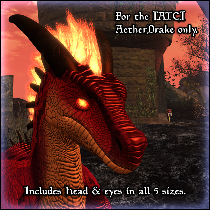 Modified my personal head mod for the [ATC] AetherDrake and came up with this: 
marketplace.secondlife.com/p/Pirschjaeger…

It has a slightly more slender head shape, with smaller eyes and flared nostrils.