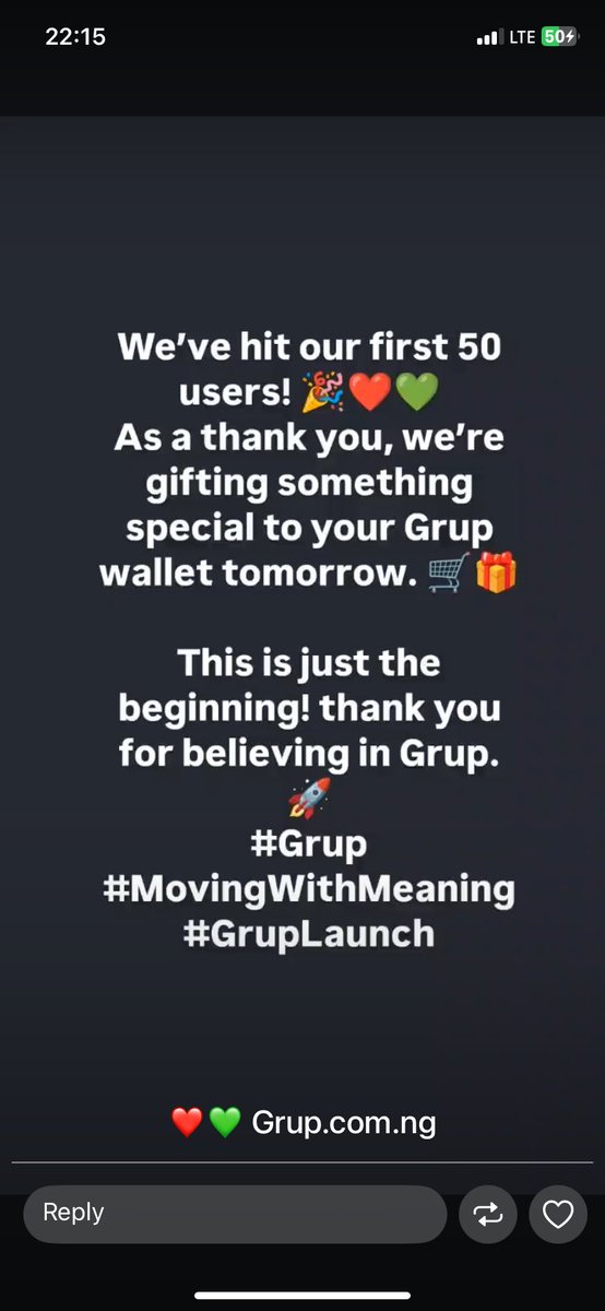 GrupNg's tweet image. First 50 users
We appreciate everyone ❤️💚
If you registered check your wallet tomorrow ❤️💚