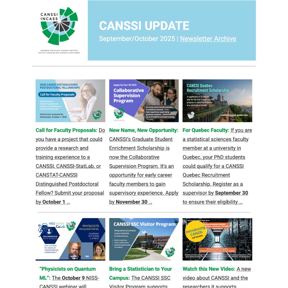 Our September/October newsletter has a refreshed design and important funding application deadlines.

Check it out here:

loom.ly/gVJJ6YM <a href="/CANSSIOntario/">CANSSI Ontario</a>
