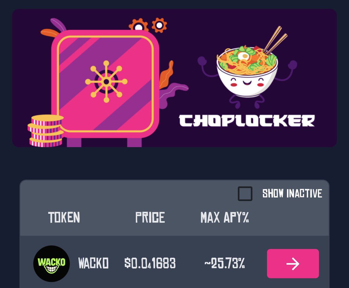 🔒 Lock and Earn 🎁

We would like to inform our community that you can now lock and earn $WACKO directly on our partners website at : chopsui.co/?tab=lock

1. Go on the website with a wallet

2. Connect your SUI wallet

3. Click on the $WACKO icon

4. Enter an amount that you