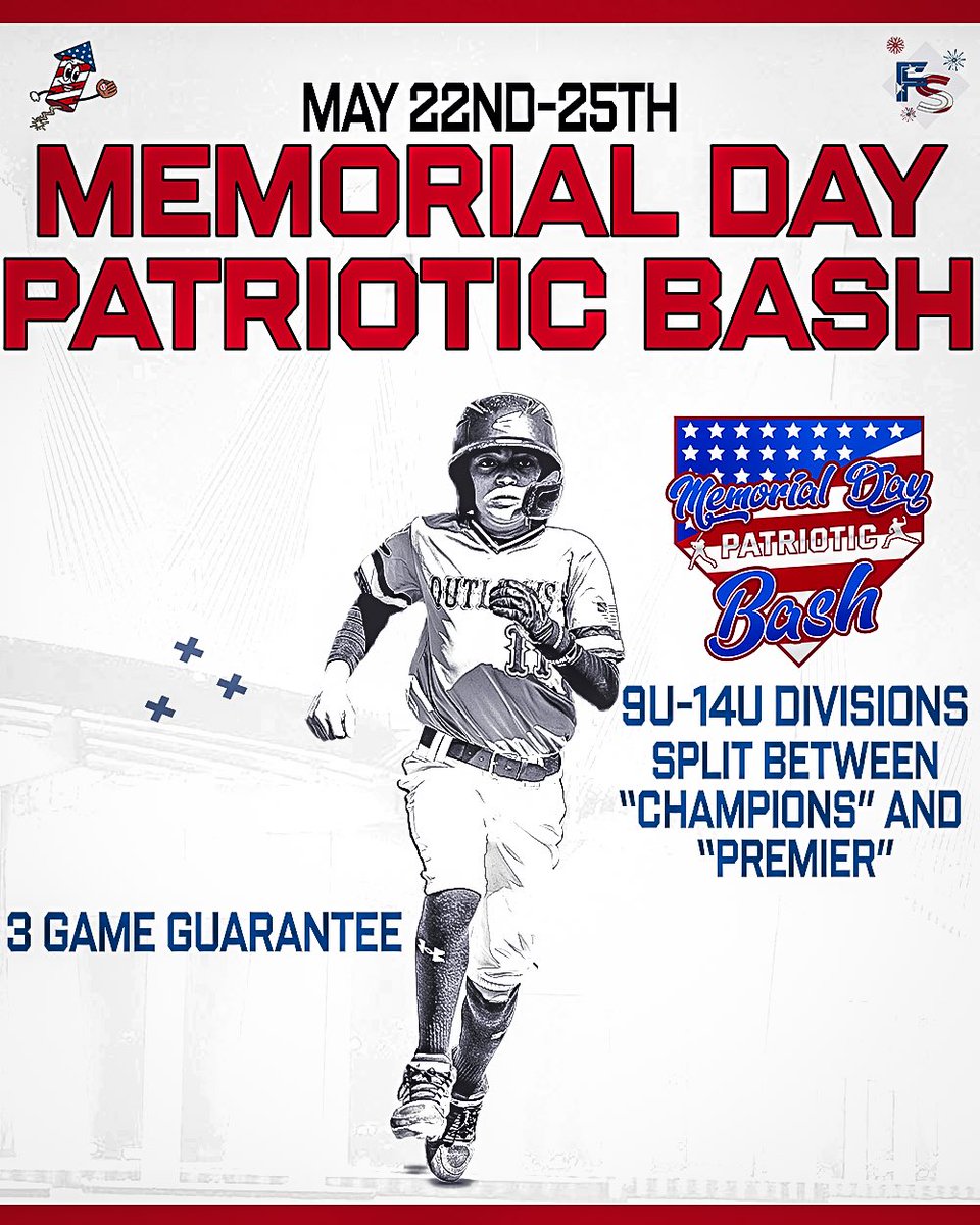 firecrackerbsb's tweet image. Don’t miss the season opener of 2026!
Our largest youth tournament of the season is back with 3 games guaranteed for 9U-14U divisions
Regions are split into Providence and Worcester to limit travel and focus on the game⚾️
Find out more at Firecrackersports.com