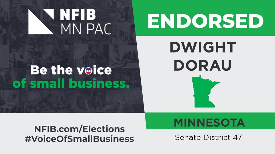 The NFIB Minnesota PAC recently announced its endorsement of <a href="/DwightDorauMN/">DwightDorauMN</a> for State Senate District 47. Small businesses need voices like his in the #Minnesota Legislature!

Read more here 🔽 nfib.com/news/news/nfib…