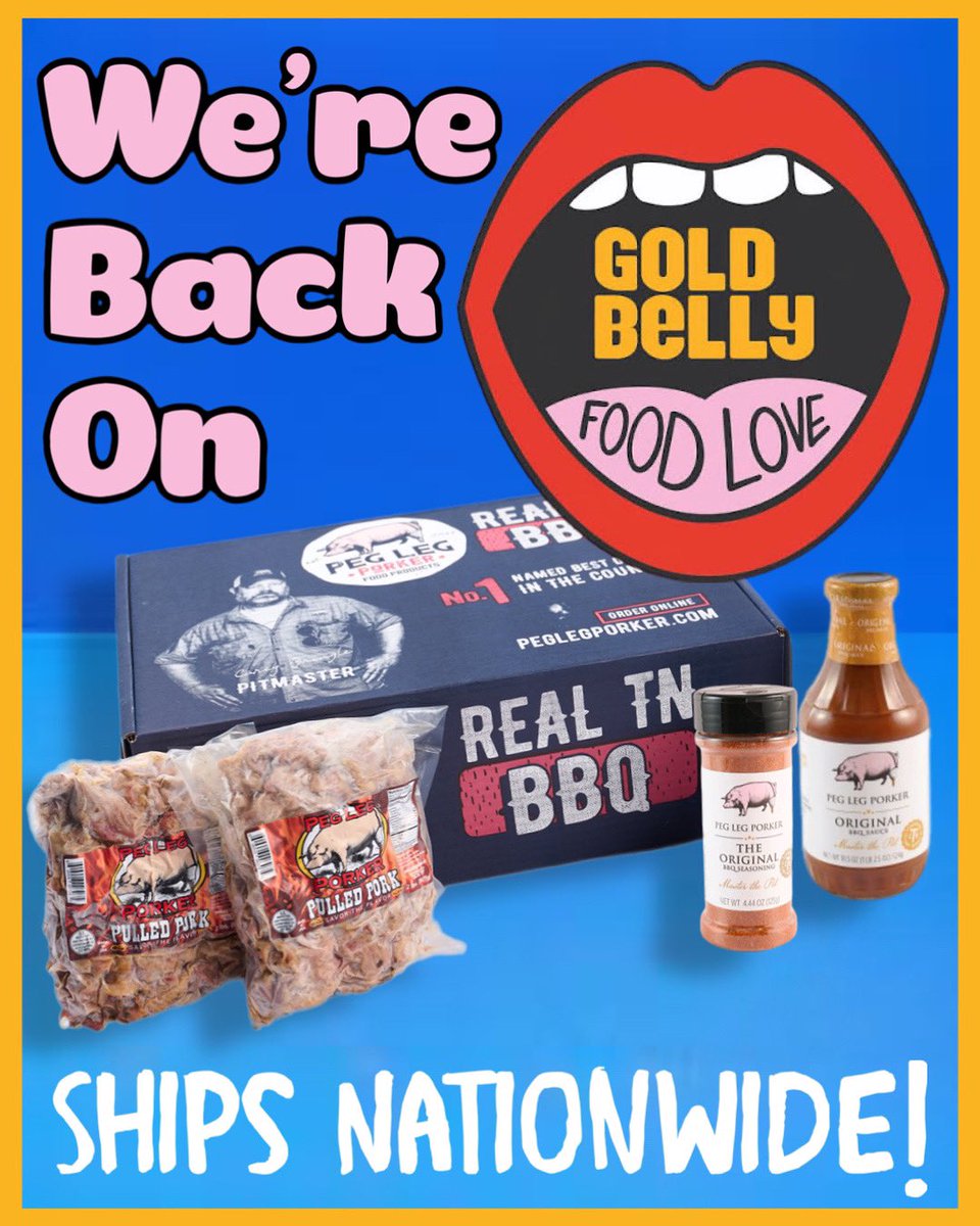 Peg Leg Porker (@peglegporker) on Twitter photo 📣 HAVE YOU HEARD⁉️ We’re back on <a href="/goldbelly/">Goldbelly 🚀</a> 👏🏻 Need BBQ delivered right to your door? They ship Peg Leg Porker Nationwide ⬇️
📦 Visit Goldbelly.com and enjoy PLP’s award winning West Tennessee style BBQ from the comfort of your own kitchen table… or couch. 📣 HAVE YOU HEARD⁉️ We’re back on <a href="/goldbelly/">Goldbelly 🚀</a> 👏🏻 Need BBQ delivered right to your door? They ship Peg Leg Porker Nationwide ⬇️
📦 Visit Goldbelly.com and enjoy PLP’s award winning West Tennessee style BBQ from the comfort of your own kitchen table… or couch.