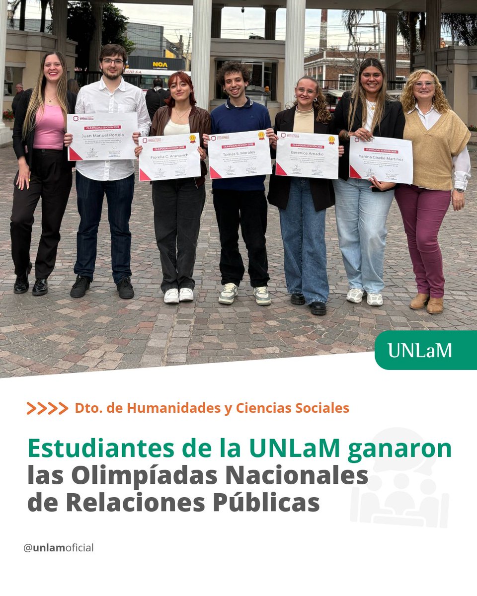 🏆Estudiantes de la UNLaM ganaron las Olimpíadas Nacionales de Relaciones Públicas

La competencia tuvo como objetivo fomentar el desarrollo de habilidades en la gestión de crisis resolviendo un caso práctico en equipo junto a la Universidad del Este de la Plata.

Felicitaciones