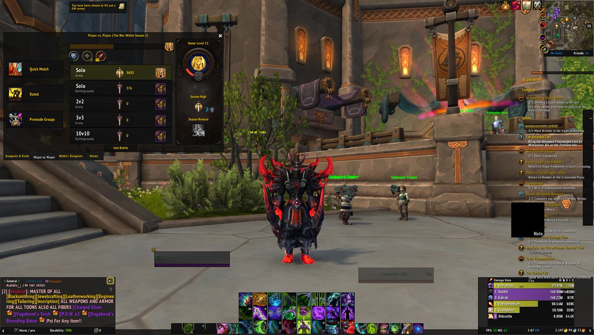 not hearthstone related but decide to try out pvp on WoW for the first time in like a decade on a class i dont have much experience with due to transmog... I know 1.6k rating isnt really that impressive BUT im super happy right now