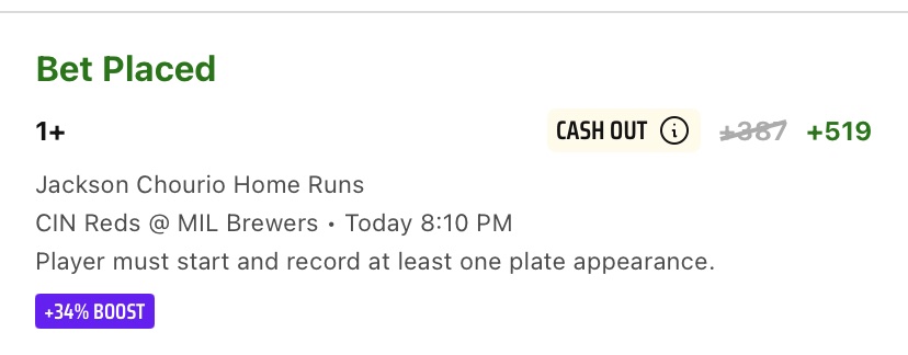 BostonBoosts's tweet image. ⚾️🏏

🎙️*tap tap* Is this thing on? 

- I was tempted to take Josh Lowe (TB @ 910) but that would be too easy. Pivoting to Jackson Cheerios 🥣

- Circa would have you believe it’s better than it is (unless it it’s then it’s exactly that good) so I’m gonna recommend about 1u

-…
