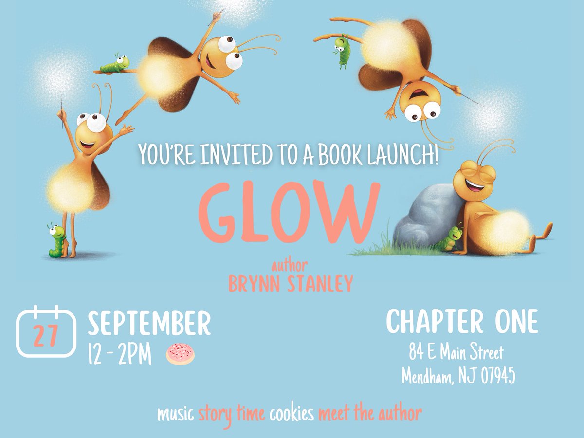 My debut children’s book GLOW comes out TOMORROW!!!🥹❤️❤️

🎶Music
📚Story Time
🍪Cookies
❤️Meet the Author

   Follow Glow’s journey
✨               🎑                🐛
hellotoyourglow.com 
Facebook: @Glow Children’s Book 
Instagram: @Glow_Childrens_Book
Chapter One