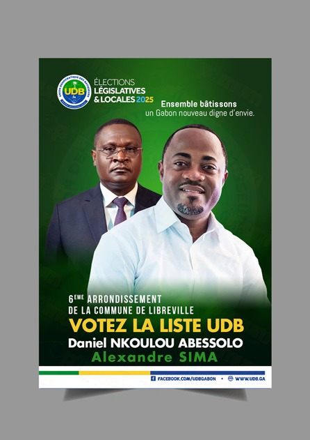 Pour ce samedi 27 septembre 2025
Votons la liste UDB 6ÈME ARRONDISSEMENT DE LIBREVILLE