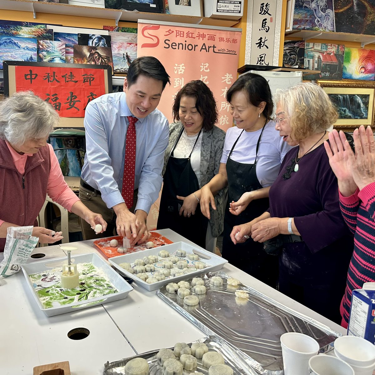 Never knew that making mooncakes was this much fun - joined by seniors at today’s culinary workshop hosted by Jenny Learning Center in #ScarbTO North #MidAutumnFestival