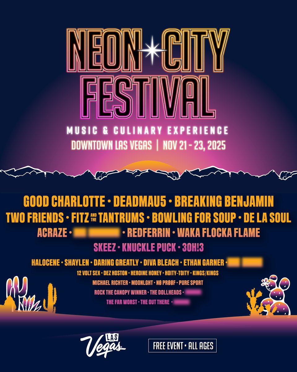 Fremont Street Exp (@fselv) on Twitter photo The <a href="/neoncityfestlv/">Neon City Festival</a> lineup for 2025 is HERE! We're proud to be a part of this FREE, all-ages festival in the heart of Downtown Las Vegas!  #NeonCityFestival The <a href="/neoncityfestlv/">Neon City Festival</a> lineup for 2025 is HERE! We're proud to be a part of this FREE, all-ages festival in the heart of Downtown Las Vegas!  #NeonCityFestival