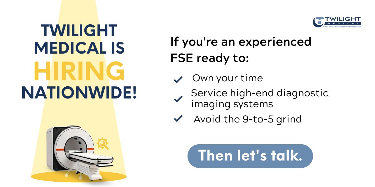 twilightmedinc's tweet image. We&apos;re hiring #FieldServiceEngineers nationwide!

Twilight Medical is engineer-founded, technician-minded, and invested in helping you do your best work.

Work-life balance isn’t a myth; it’s our model. 
Apply now: bit.ly/3Qj3BtM

#TwilightMedical #MedicalImagingCareers
