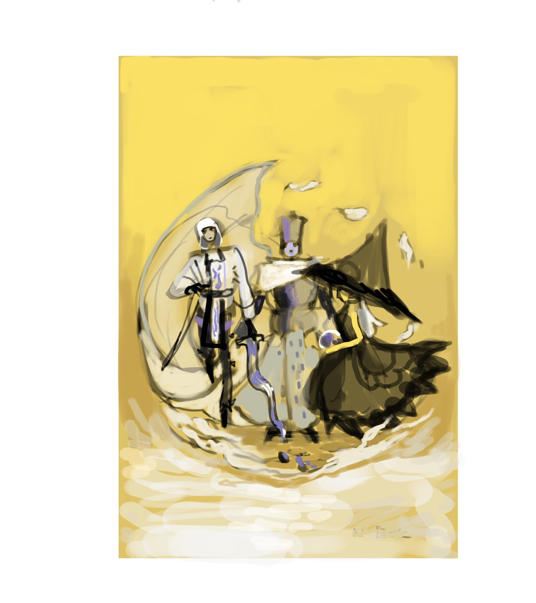 Thumbnail for a cover page of a design book I've been chipping away at... Really inspired by the yellows in Amano's paintings.