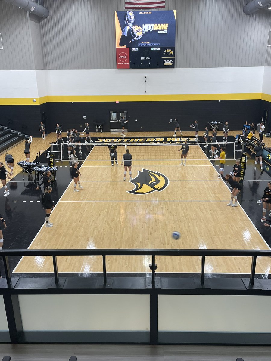 Time to wrap up this <a href="/SunBelt/">Sun Belt</a> opening series between <a href="/ULM_VB/">ULM 🏐 Volleyball</a> &amp; <a href="/SouthernMissVB/">Southern Miss Volleyball</a>. Join <a href="/SouthernMissBVB/">Southern Miss Beach Volleyball</a> HC Shawn Taylor &amp; me along with our stats guru <a href="/MartyWindham/">Marty Windham</a> at 6 on <a href="/ESPNPlus/">ESPN+</a>. #SunBeltVB