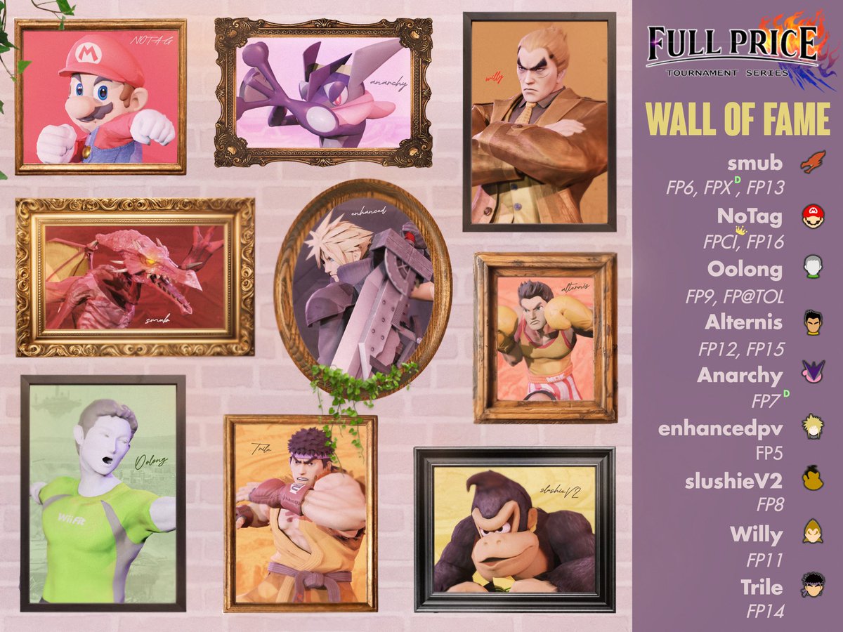 Took a small break but we’ll be announcing FP17 very soon!!

Meanwhile we updated our Wall of Fame!

Every champion since FP5 (our first public bracket) 

Graphic cred: <a href="/King_TeaS/">TeaS</a>