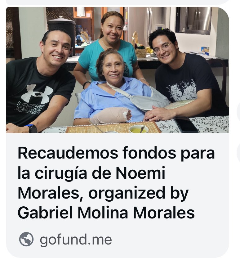 Comunidad twittera, si está en sus posibilidades donar  US$5 dólares o más se los agradezco, es para Noemí de Santa Lucía Cotzumalguapa, para que recupere la movilidad de su brazo izquierdo.
Acá el enlace, muy agradecida🙏🏽❤️ gofundme.com/f/a-noemi-para…