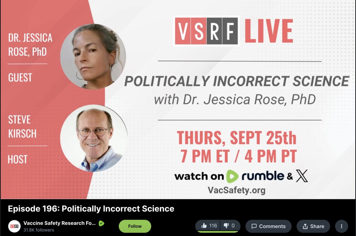 Also an excellent interview with Steve Kirsch and VSRF
<a href="/VacSafety/">Vaccine Safety Research Foundation</a> <a href="/stkirsch/">Steve Kirsch</a> <a href="/brownstoneinst/">Brownstone Institute</a> <a href="/Livsez/">Livio Sanchez</a>  <a href="/Honest_Medicine/">Independent Medical Alliance</a> 
rumble.com/v6zhys8-episod…
