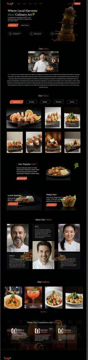 Mharceey's tweet image. Just wrapped up this landing page for a modern restaurant.

What do you think of the design?