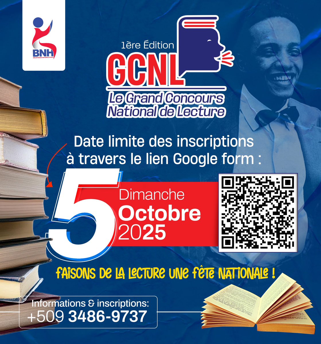 La date limite des inscriptions à travers le Google form : dimanche 5 octobre 2025.

forms.gle/PX7B5Esnqk689H…

Faisons de la lecture une fête nationale!