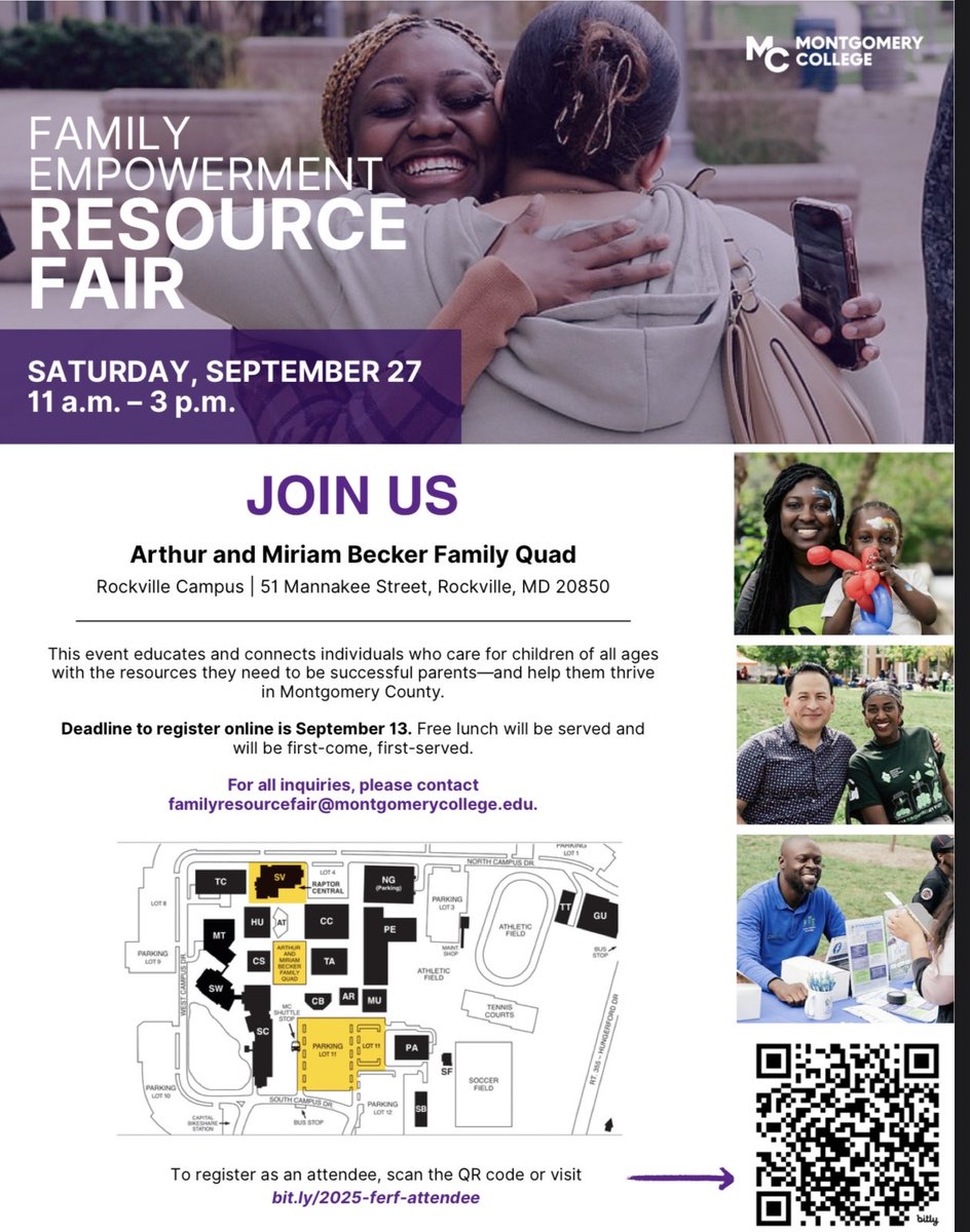 📢 You’re invited! Join us tomorrow, Saturday, 9/27 from 11 a.m. to 3 p.m., at ⁦⁦<a href="/montgomerycoll/">Montgomery College</a>⁩ for our Family Empowerment Resource Fair.
This event connects parents, caregivers, and community members with valuable support and services across Montgomery County! ⁦