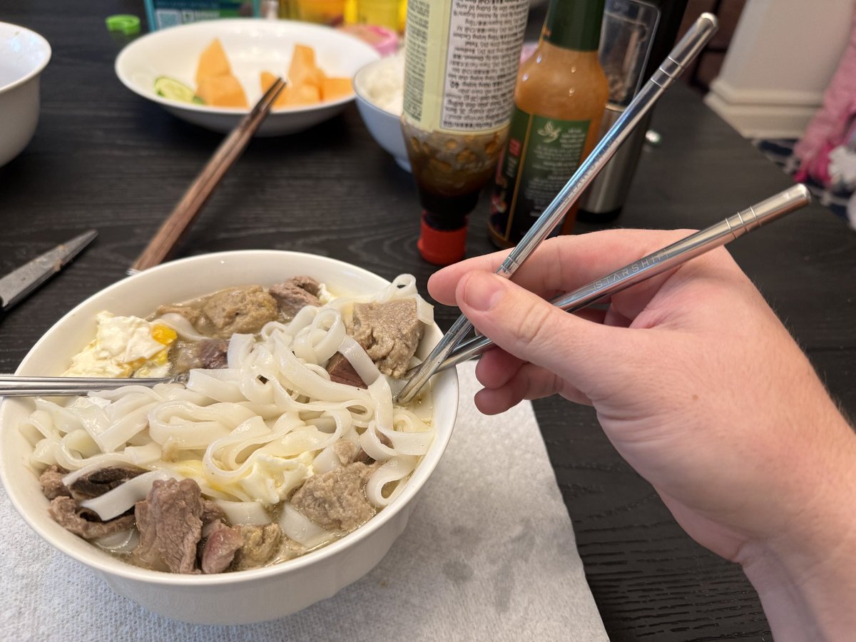Pho, with <a href="/SpaceX/">SpaceX</a> branded Starship chopsticks. 😉