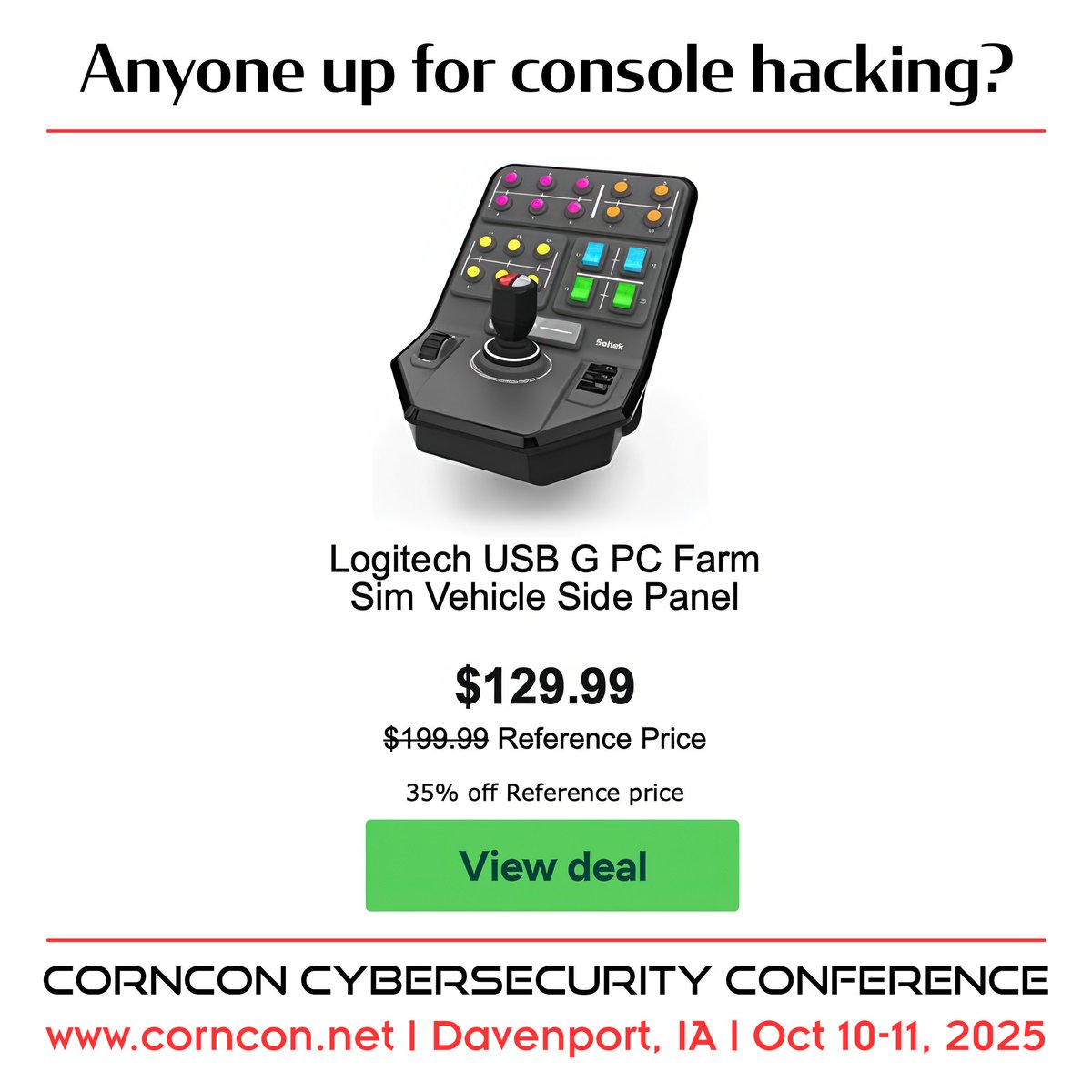 Join 400 of your close, personal cyber friends for CornCon 11 on Oct 10-11, 2025. All things cyber, trainings, vendors, 70+ speakers, 16 CPEs, and the Bill Murray After Party! Register at corncon.net. (We didn't actually buy this.)