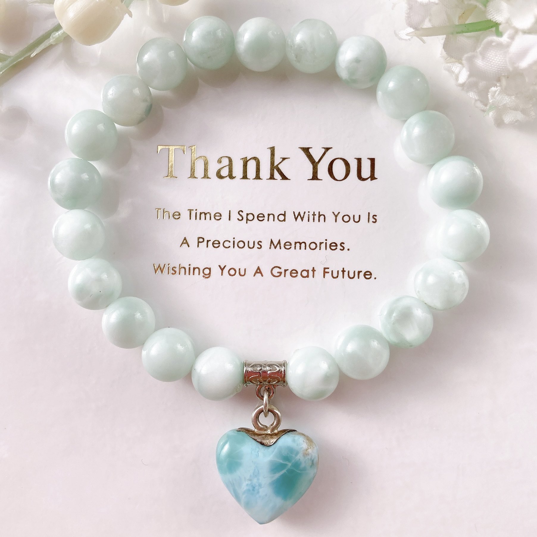 【一点物】ラリマー ハート♥️キラキラお姫様天然石ブレスレット ラリマー 水晶 クリスタル ブレスレット レディース 天然石 : 廻