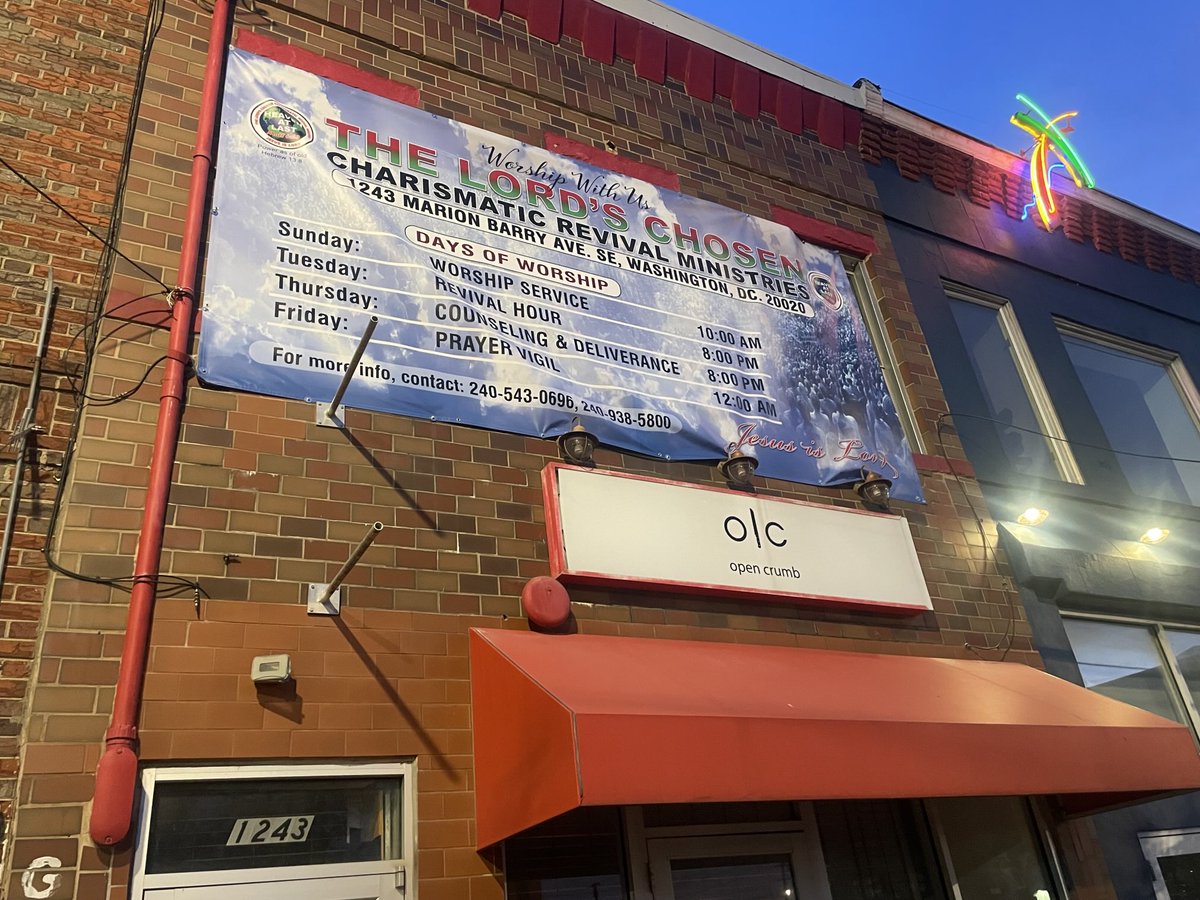 1243 Good Hope Rd. What used to be Open Crumb carry out it will be a church now. That will make 2 churches on the block, 4 in 2 blocks.