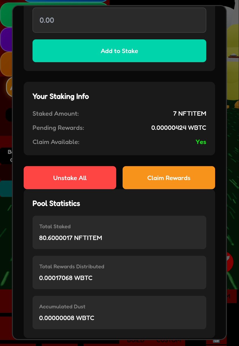 stake $NFTITEM reward $WBTC on <a href="/nftitem/">NFT Item</a>