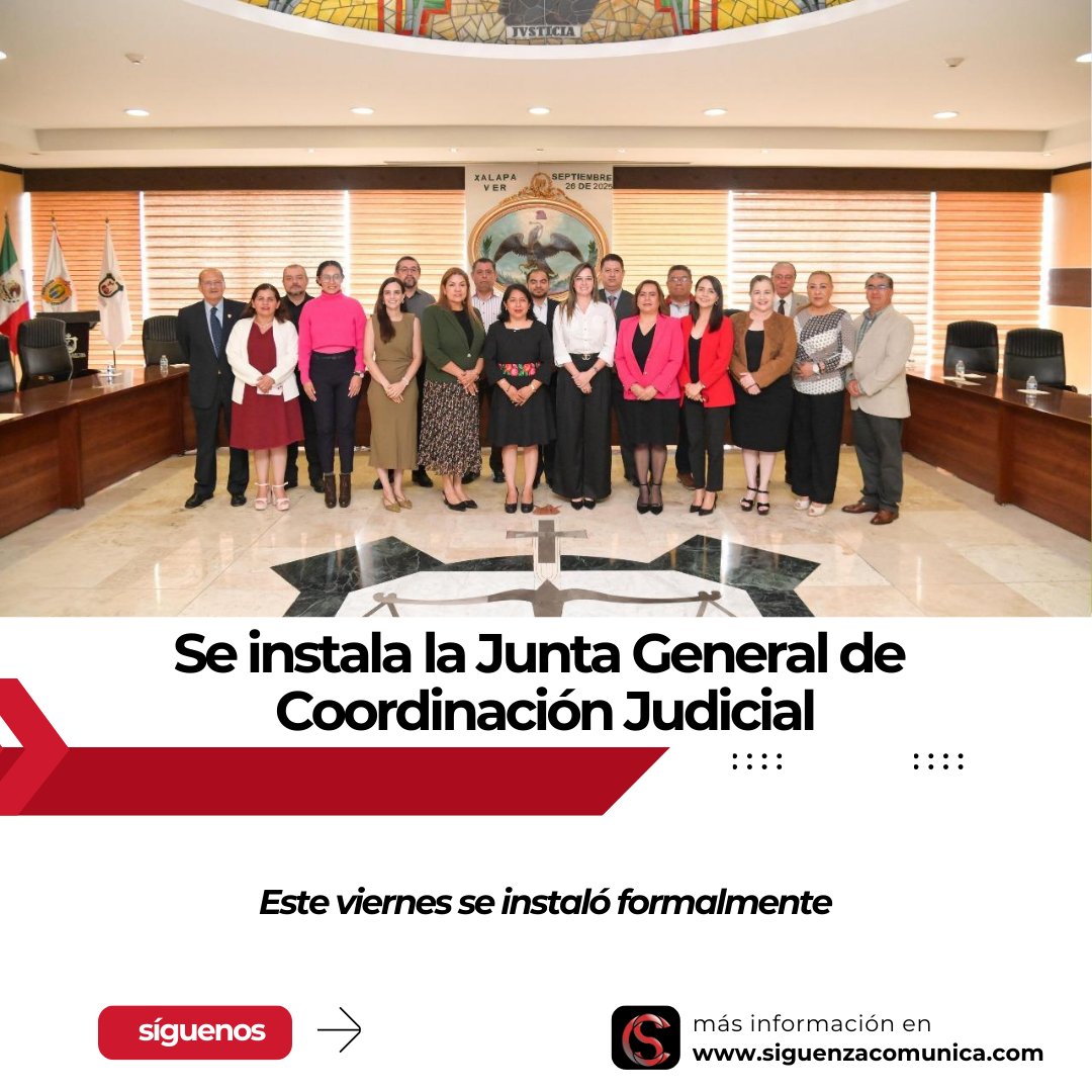#Xalapa, Ver., Este viernes se instaló formalmente la Junta General de Coordinación Judicial, que está integrada por las presidencias del Tribunal Superior de Justicia, Tribunal de Disciplina Judicial y el Órgano de Administración Judicial.

siguenzacomunica.com/se-instala-la-…